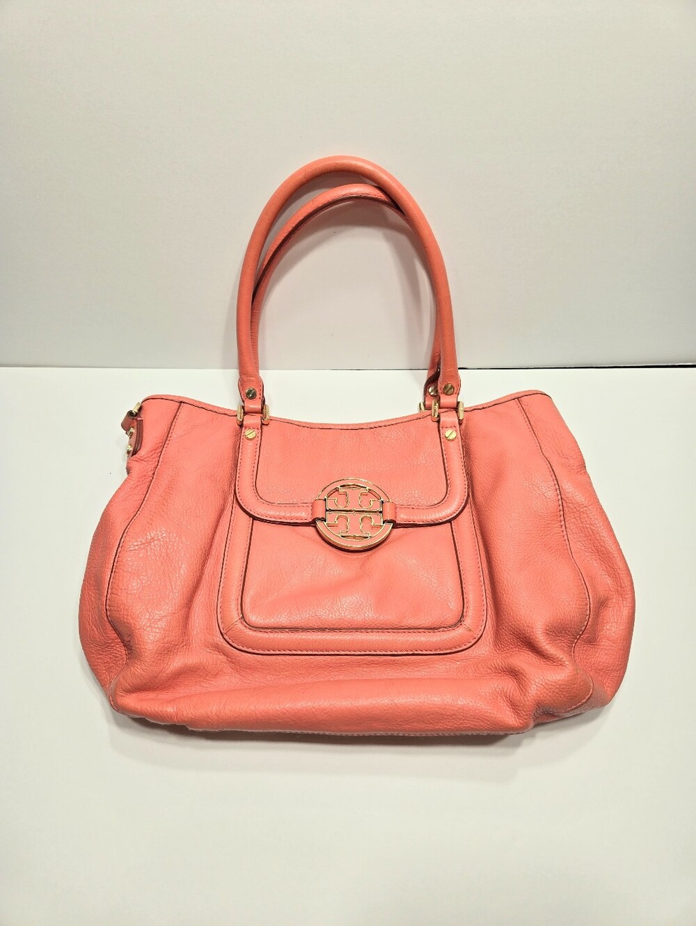 Tory Burch Coral Amanda Slouch Soft Leather Handbag Purse